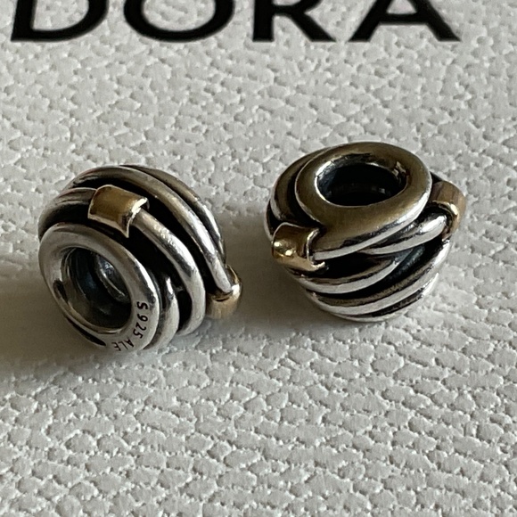 Pandora set of 14k gold and silver knots charm *RARE* - Picture 1 of 4